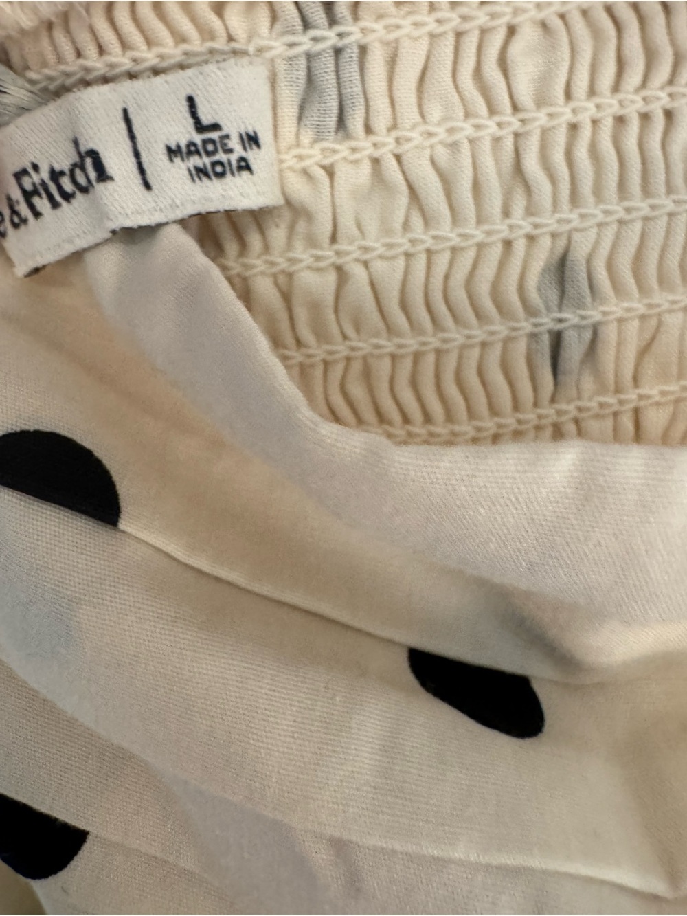 Abercrombie & Fitch Cream Polka Dot Puff Sleeve Midi Dress - Picture 6 of 7